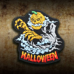 Calabaza fantasma de Halloween bordado velcro / parche de manga termoadhesivo